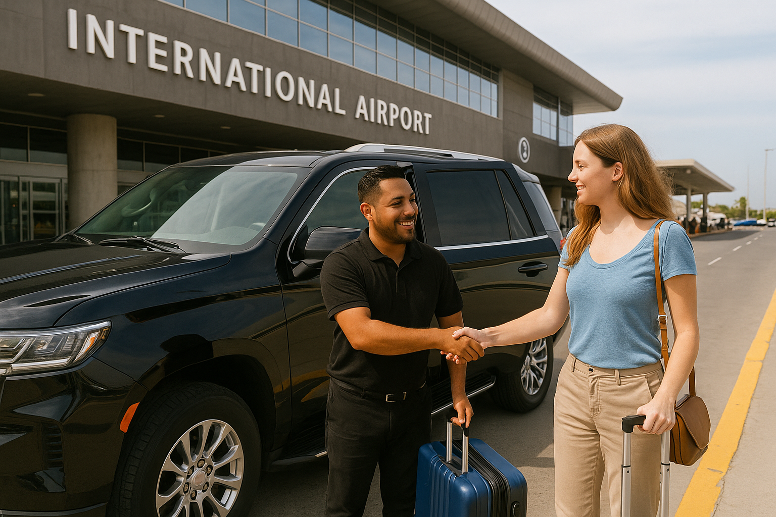 SUV waiting outside the airport in Cabo